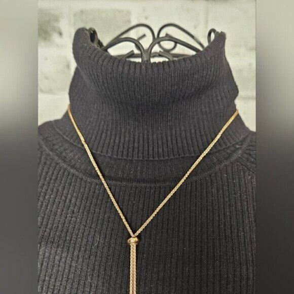 Faux Pearl Gold Tone Lariat Necklace Adjustable - Picture 5 of 6
